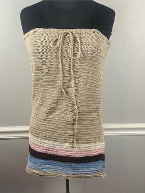 Y2k Roxy crochet mini coverup dress size medium 100% cotton